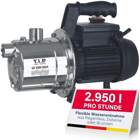 T.I.P. Edelstahl Gartenpumpe GP 3000 INOX - Leistungsstarke 550 W...