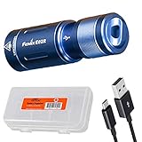 Fenix E02R Blue 200 Lumen Mini USB Rechargeable EDC Keychain Flashlight with LumenTac Battery Case