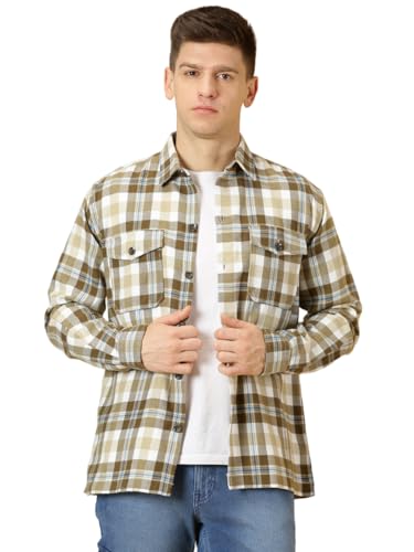 Image of Thomas Scott Men's | Checks | Full Sleeve | Regular Fit | 100% Cotton | Double Pocket | Spread Collar | Casual Shirt