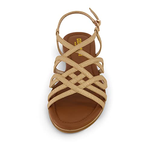 CUSHIONAIRE Women's Joanna flat sandal +Comfort Foam, Wide Widths Available3