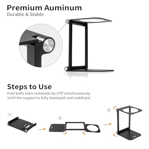 Image of Pour Over Coffee Maker Stand,Foldable Portable Electric Espresso Machine Stand for outin,Holder for Coffee Grinder,Universal Dripper,V60 Dripper,Travel Coffee Maker, Press Square&Black