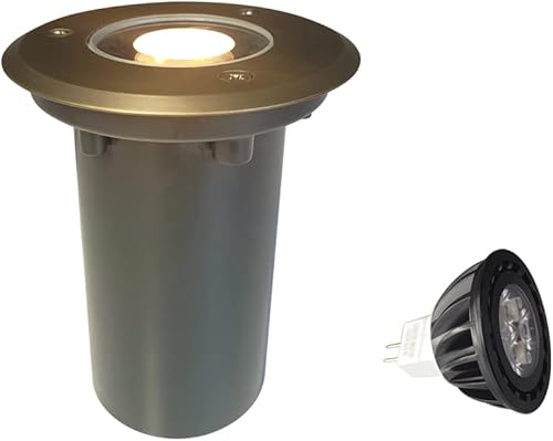 COLOER Luces de pozo en el suelo con parte superior de latón fundido a presión luces LED de bajo voltaje de 12 voltios luces LED de camino de bajo