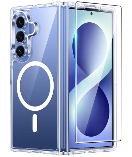 FNTCASE for Galaxy Z-Fold-8 Ultra Case: Samsung Z Fold 7 Clear Case, Compatible with Magsafe, Tempered Glass Screen Protector, Anti Yellowing, Military Grade Drop Protection, Rugged Shockproof