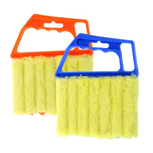 Herramienta de limpieza de persianas venecianas, 2 piezas de limpiador de persianas con sistema de 7 rodillos, limpiadores de persianas reutilizables para persianas de madera, plumero de persianas,