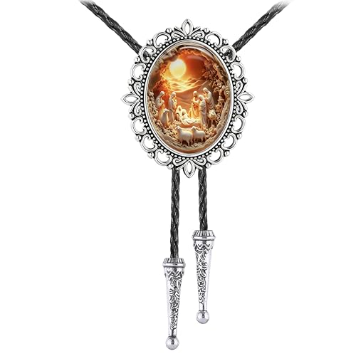 Image of Jeilwiy Bolo Tie for Men Western Cowboy Gothic Bolo Tie Necklace Halloween