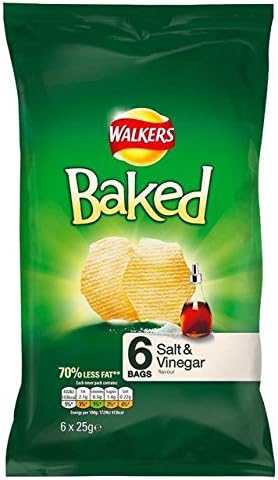 Walkers Baked Salt & Vinegar Crisps 25g x - 6 per pack