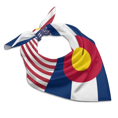 US And Colorado State Flag Bandana Kerchief for Women Colorful Square Scarf Lightweight Handbags Purse Scarves