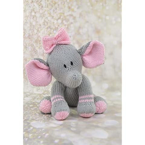 Knitting Pattern Emma The Elephant from Knitting by Post - Have You Herd About Our Cute Animal Soft Toy Waiting to be Knit in Grey and Pink Cover