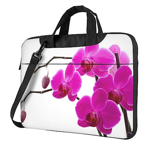 Sac à main pour ordinateur portable fin rose fleuri avec grande sangle