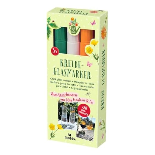 moses. Juego de 3 rotuladores de tiza para pintar vasos, botellas, jarrones, ventanas, alternativa para colgantes de copas de vino en fiestas de cumpleaños, marca de cristal, higiénicos y decorativos