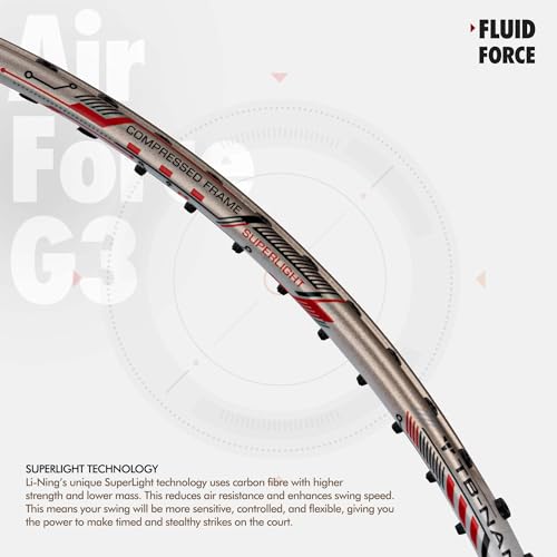Image of Li-Ning Air Force G3 Badminton Racket with Full Cover | Max Tension : ≤30 lbs | Superlight Technology | Aerotec Beam | Dynamic Frame