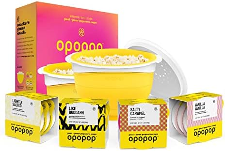 Opopop Microwave Popcorn - Variety 12-Pack Gourmet Popcorn Kit, Collapsible Silicone Popcorn Popper, Popcorn Maker, Gluten Free Snacks Variety Pack, BPA-Free and Dishwasher Safe