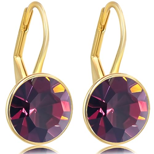 Ohrringe Gold 925 Silber Amethyst mit Markenkristallen NOBEL SCHMUCK