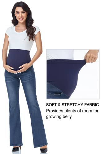 Glamix Women'S Stretch Maternity Bootcut Jeans With Pockets Over The Belly Bell Bottoms Flare Denim Pants Pregnancy Clothes thumb #1