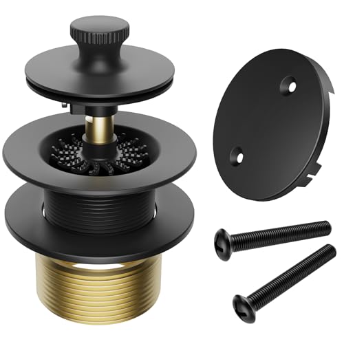 Bathtub Drain Stopper Tub Trim Set with Two-Hole Overflow Faceplate