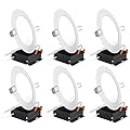 Sunco Lighting - 6 Pack 6 Inch Ultra Thin LED Recessed Ceiling Lights, 4000K Cool White, Dimmable, 14W, Wafer Thin, Canless with Junction Box