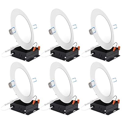 Sunco Lighting - 6 Pack 6 Inch Ultra Thin LED Recessed Ceiling Lights, 4000K Cool White, Dimmable, 14W, Wafer Thin, Canless with Junction Box