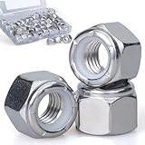 8#-32, Nylon Insert Hex Lock Nuts, 304 Stainless Steel, Bright Finish, Coarse Thread, Machinery, Automotive, Outdoor, Wooden Furniture, 25 PCS