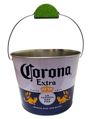 Frigobares Y Cavas, Automotive Parts and Accessories The Tin Box Company Corona - cubeta para bebidas con mango de alambre y agarre de lima, blanco y azul