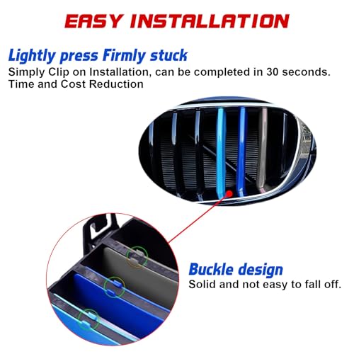 Image of x xotic tech Iconic 3-Color Tri Grille Insert Trims Strips, Front Center Kidney Grilles Compatible with BMW X3 F25 2011 2012 2013 2014 2015 2016 2017, X4 F26 2014-2018 (7-Beams Standard Grill)