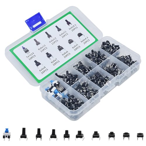 Mikroschalter Taster Set, Vielseitige Taster für Elektronik, Mikrotaster Mikroschalter, Taktilen Druckschalter Micro, für Computermäuse, Automobilelektronik, Kommunikationsgeräte, Timer, 180 Stück