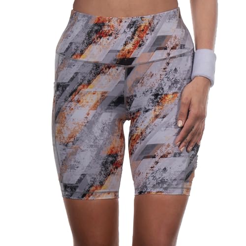 Image of SOIE Women Polyester Blend Sports Shorts High Waist Knee Length with Side Pocket Quick Dry Squat Proof Athleisure Shorts for Workout