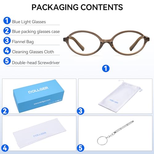 Image of Dollger Oval Blue Light Glasses for Women Men Fashion Retro 90s Small Frame Computer Glasses