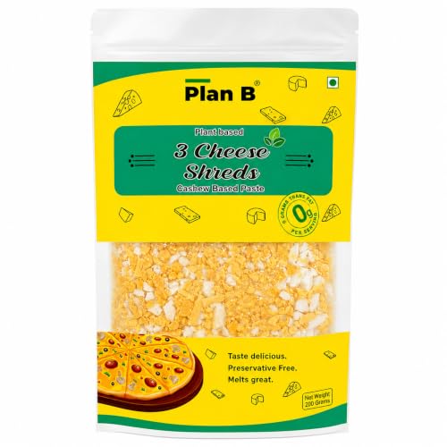 Image of Plan B Plant-Based 3 Cheese Shreds 200g | Cheddar, Mozzarella & Parmesan Blend | Dairy-Free, Lactose-Free, Gluten-Free | Ideal for Pizza, Pasta & Sandwiches