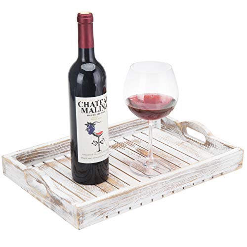 Mygift Shabby Chic Whitewashed Wood Breakfast Serving Tray With Cutout Handles #TOP6