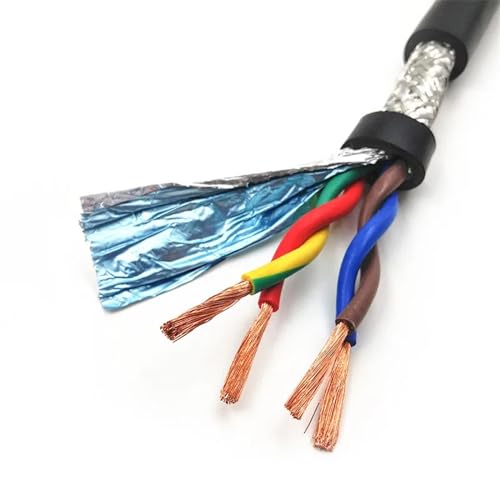 VERIDIANFLOW Screened Pure Copper Core Cable, RS-485 Twisted Pair Shielded Communication Cable 2-16 Core 14-26 AWG 1m 5m Gray Black(6cores 17 Awg 1.0mm,1 meters)