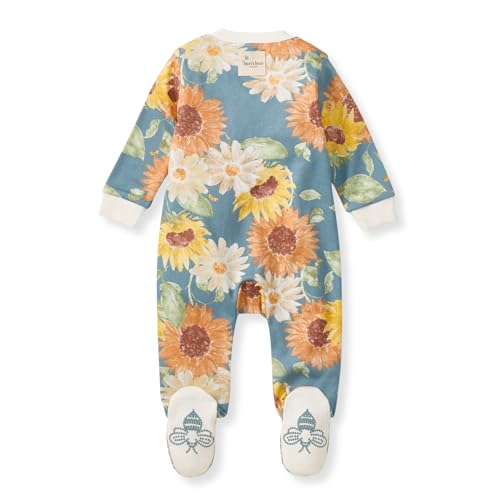 Image of Burt's Bees Baby unisex-baby Sleep & Play, Organic One-piece Romper-jumpsuit Pj, Zip Front Footed Pajama