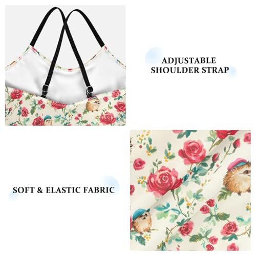 senya Girls Swimsuits One-Piece Swimwear Tie Bathing Suit Beach Summer Round Neck 7-8T Rose Hedgehog Pattern3