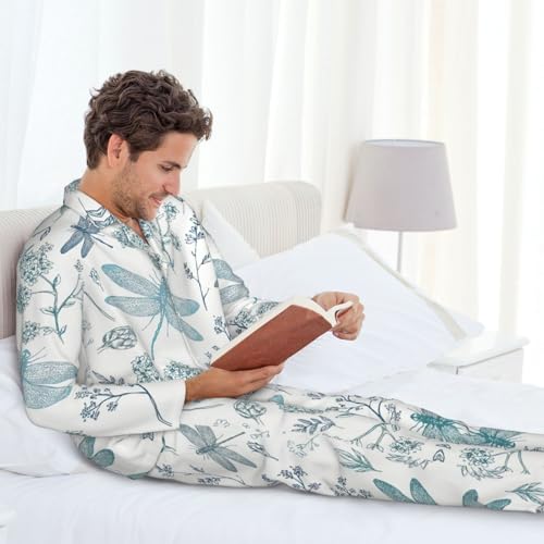 Pyjama homme imprimé libellule à manches longues et boutonnées