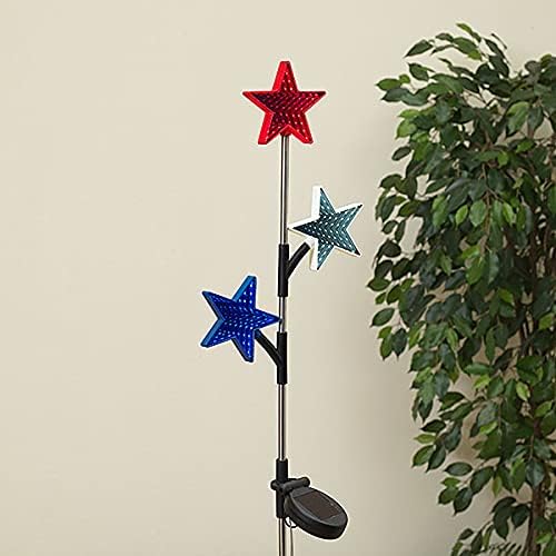 Gerson 35.8 H Solar Lighted Magic Mirror Effect Americana Star Yard Stake, K/D