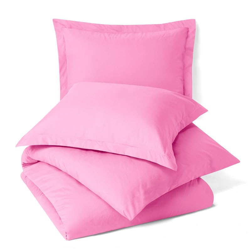 Image of BEVI - Home Premium Solid Plain Single Bedsheet with 1 Pillow Cover 300 TC Microfiber for Single Bed | Size (60 inch x 90 inch) Pink