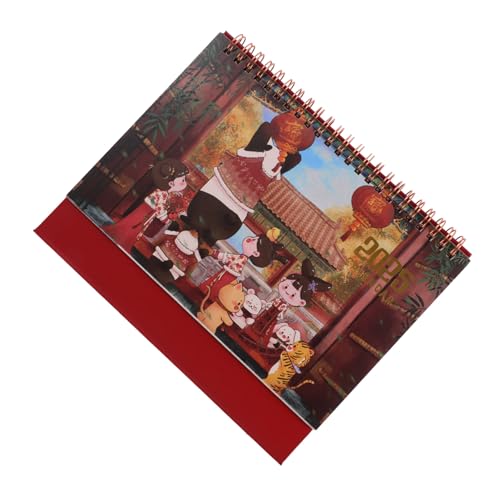 DECHOUS 年卓上カレンダー カートゥーンデザイン 紙製耐破れ インク染み防止 折りたたみスタンド付き コンパクト省スペース オフィス女性向