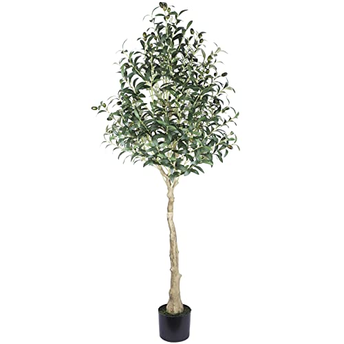 Artificial Olive Tree 5Ft（59"） Tall Fake Olive Branches And Fruits Large Faux Olive Silk Tree With Planter Artificial Tree For Indoor Outdoor Home Office Shop Decoration #TOP7