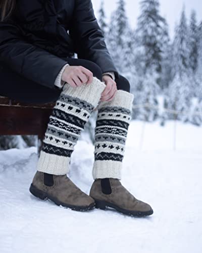 Tibetan Socks Hand Knit Wool Fleece Lined Leg Warmers Boot Toppers2