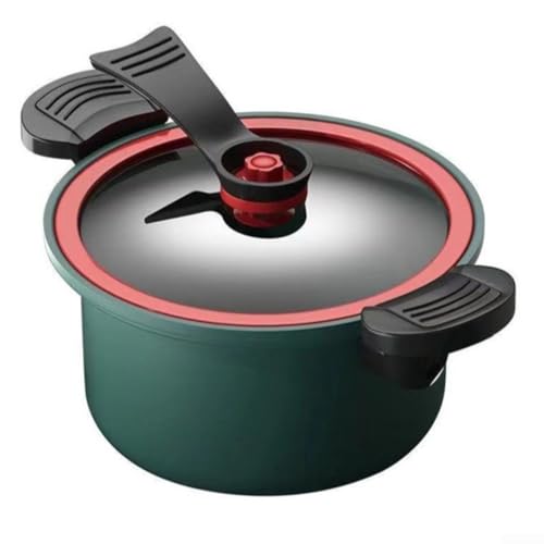 GLFLOW Olla a presión de 3.5L, olla a presión multifuncional, olla antiadherente para microondas para sopas y platos estofados (verde)