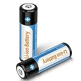 Topusse 2 Pack Rechargeable Lithium Battery,3.7V Li-ion 2500mAh Button Top Batteries for Headlamps, Flashlight, Camera, Small Fan, Outdoor Garden Lights