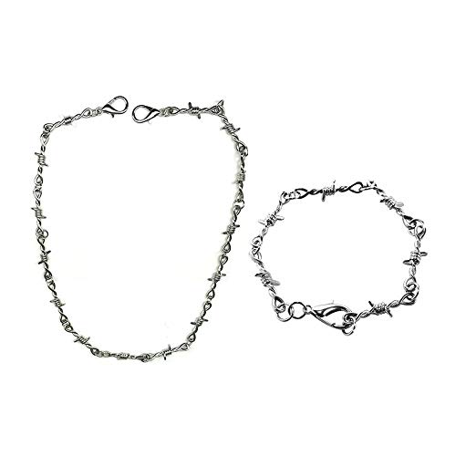 Punk Thorns Necklace Metal Chain Safety Obtuse Padlock Flame Necklace Hiphop Rock Jewelry for Men