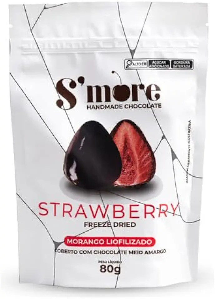 Bombom de Morango Liofilizado com Chocolate Meio Amargo