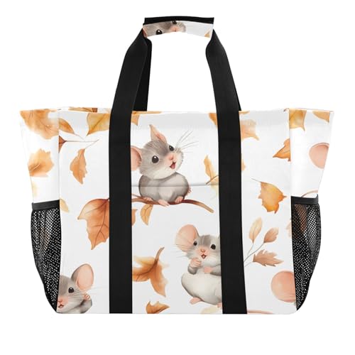 Grand sac de plage en toile imperméable pour femme motif souris