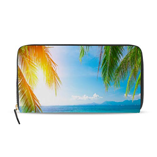 GIGIJY - Cartera larga con cremallera para mujer, diseño de océano tropical, mar, playa, cartera larga, multicolor, Talla única