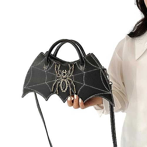 Women Spider Web Purse Novelty Bat Wing Shoulder Bag Unique Halloween Crossbody Bag PU Leather Horror Goth Handbag4