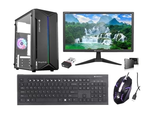 Image of MegaDesk All-in-One Desktop Computer Set, i5 2400, 16 GB RAM, 128 GB SSD, 1 TB HDD, 19 inch HD LED Monitor, RGB Mouse & Slim Keyboard, WiFi, Windows 10, MS Office (16-128-1TB)
