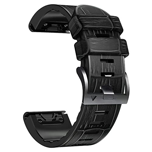 Bracelet premium 26mm en cuir véritable pour montre connectée Garmin Fenix 6X Pro