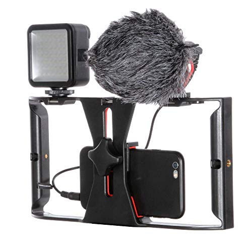 Support vidéo smartphone avec stabilisateur et micro pour Android iPhone