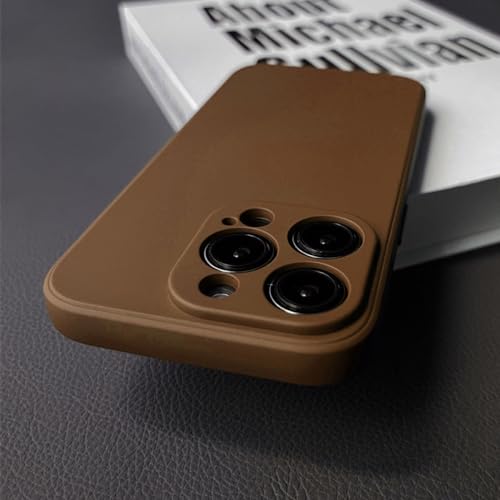 Coque silicone liquide pour iPhone 14 Pro Max et 13 12 Mini antichoc marron