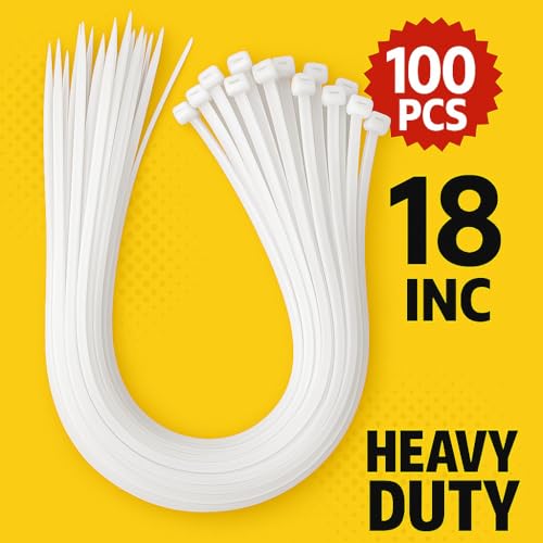 NXVX 18 Inch Heavy Duty Nylon Zip Ties – 100PCS White Cable Ties for Home, Garden, Industrial & Automotive Use - Image 5